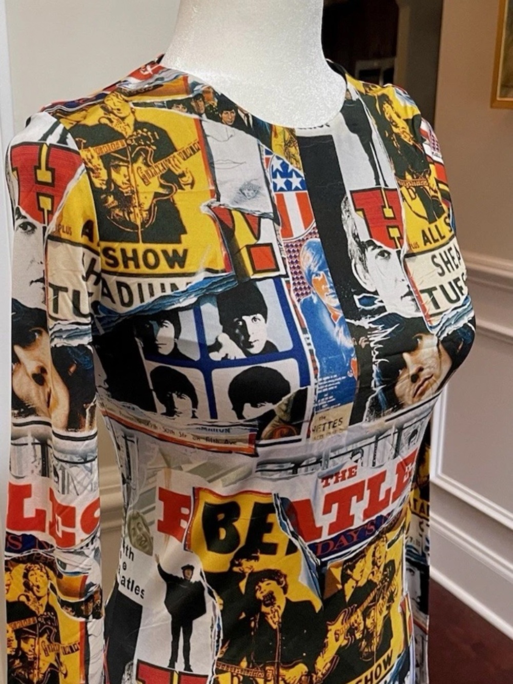 Alice + Olivia x Beatles AllStar Show Artwork collage body con dress size 4 NWT - Picture 13 of 14